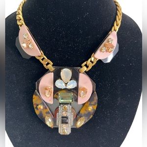 J.Crew Collection Pink Rhinestone and Tortoise statement Necklace